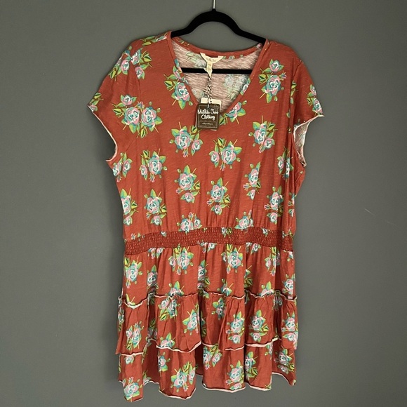 New Matilda Jane Womens XXL Looks to Frill Dress Layered Skirt Orange Floral - Picture 2 of 4